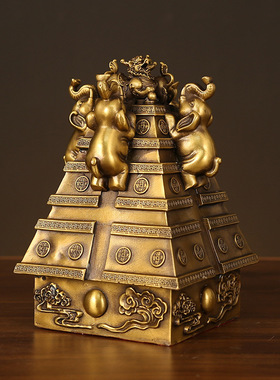 纯铜四象生财摆件吉象福象财塔破土而出财象高升书房办公室装饰
