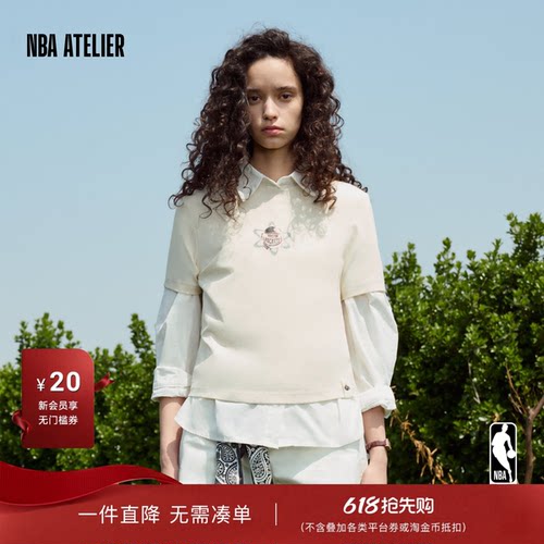 女士火箭队短款匹马棉短袖T恤