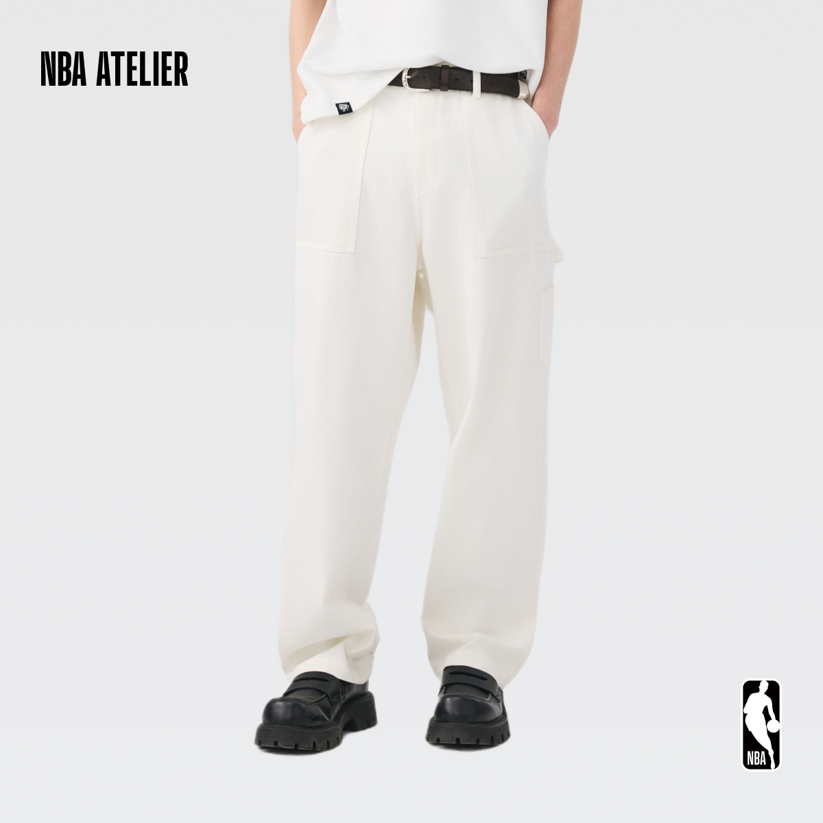 26春季新款NBA ATELIER男款宽松牛仔裤户外运动休闲裤子潮流男裤