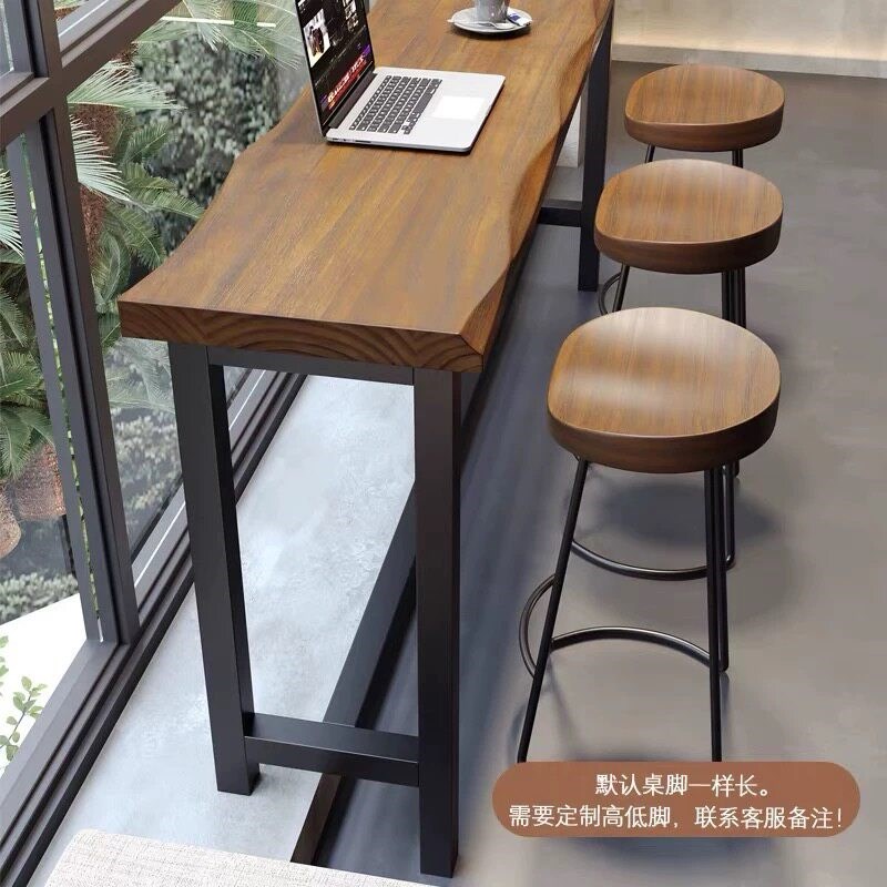 阳台家用吧台桌简约实木靠窗长条高低脚长桌子高脚桌椅靠墙窄桌