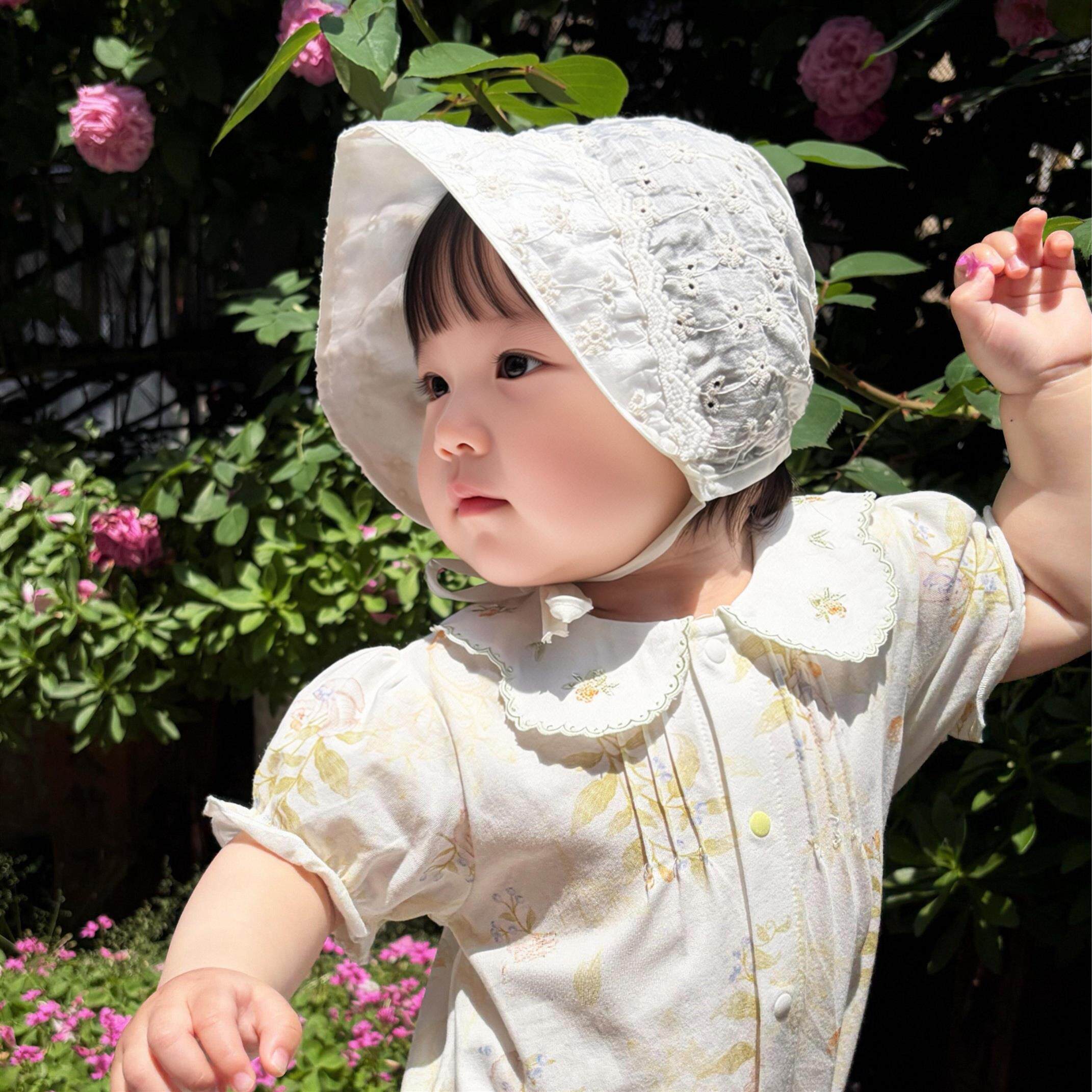 春日蕾丝花边公主帽女宝婴