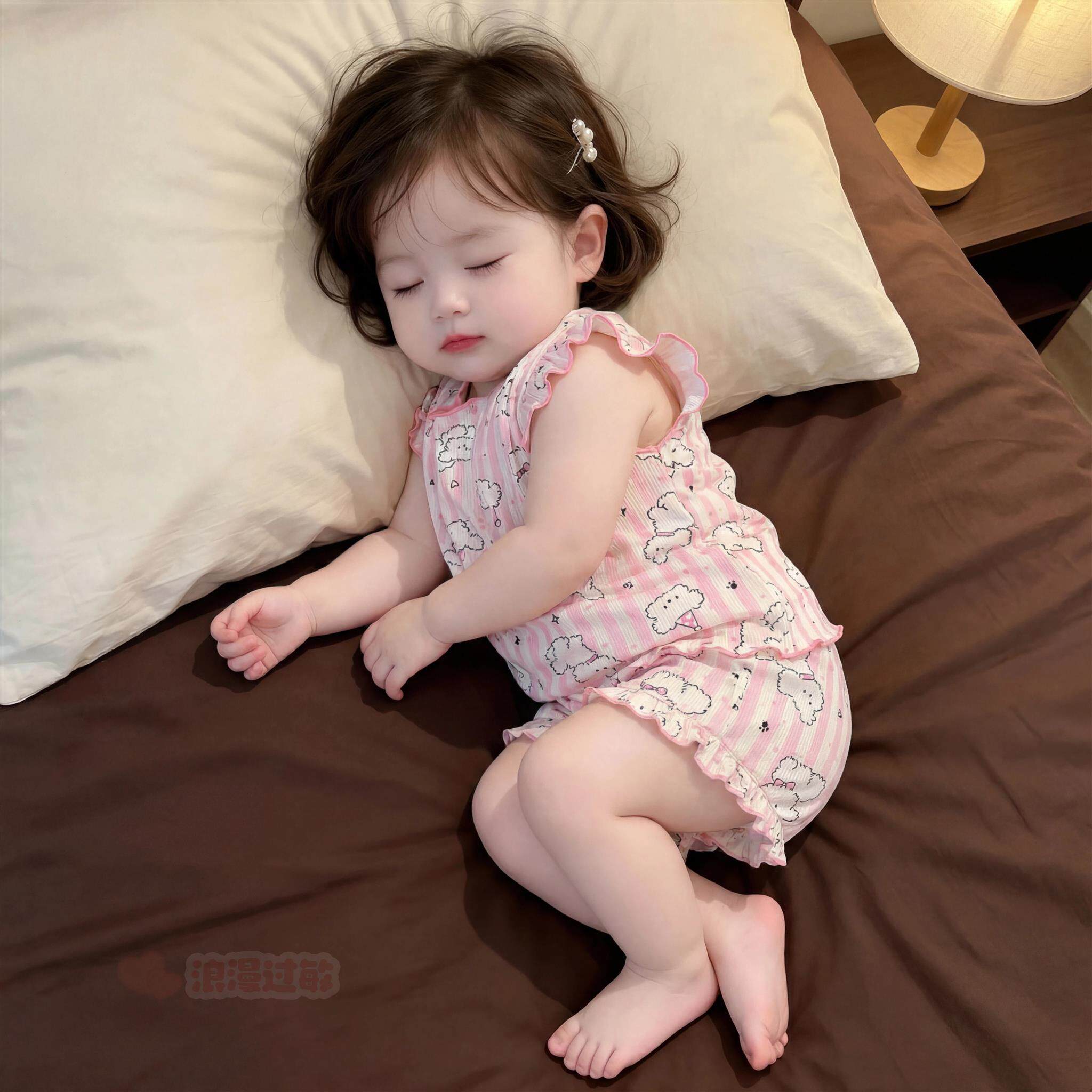 儿童睡衣女童宝宝家居服套装夏季薄款2026新款轻薄分体透气空调服
