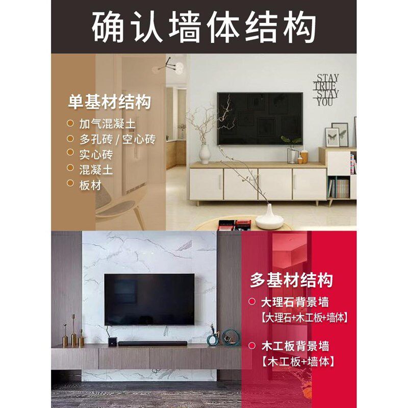 悬空背景墙电视支架挂架膨胀螺丝10mm ALC墙空心砖专用内膨胀螺栓