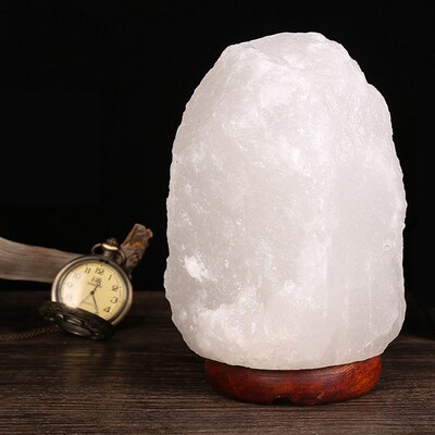 喜马拉雅S级天然盐灯 白盐水晶灯 白色岩盐灯 养生台灯伴睡小夜灯
