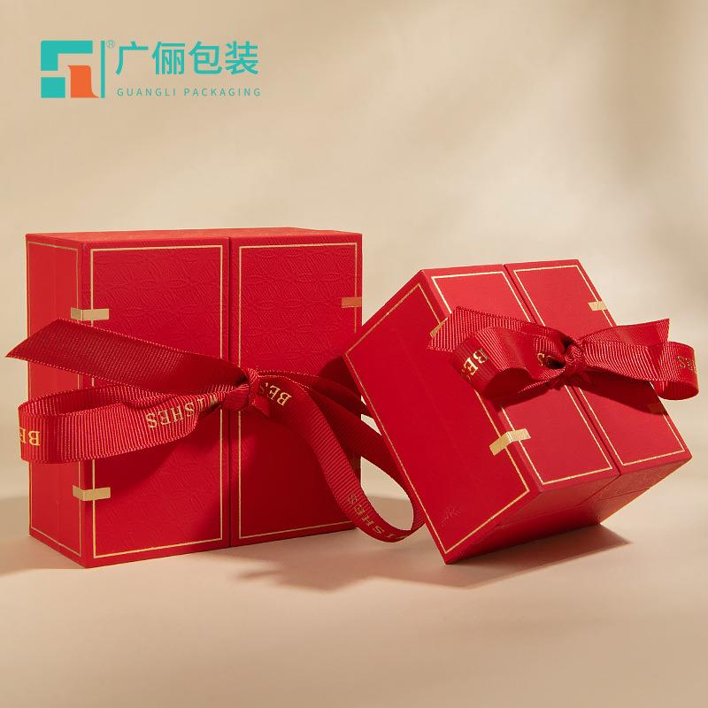 中式蝴蝶结双开首饰盒结婚对戒盒高级感戒指收纳盒吊坠耳钉多用盒
