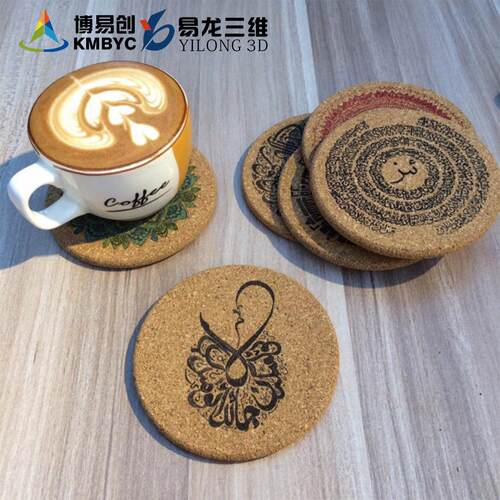 杯垫软木垫商用刷数码印BYC168-F机设料备厂家塑u金属徽章v高速打