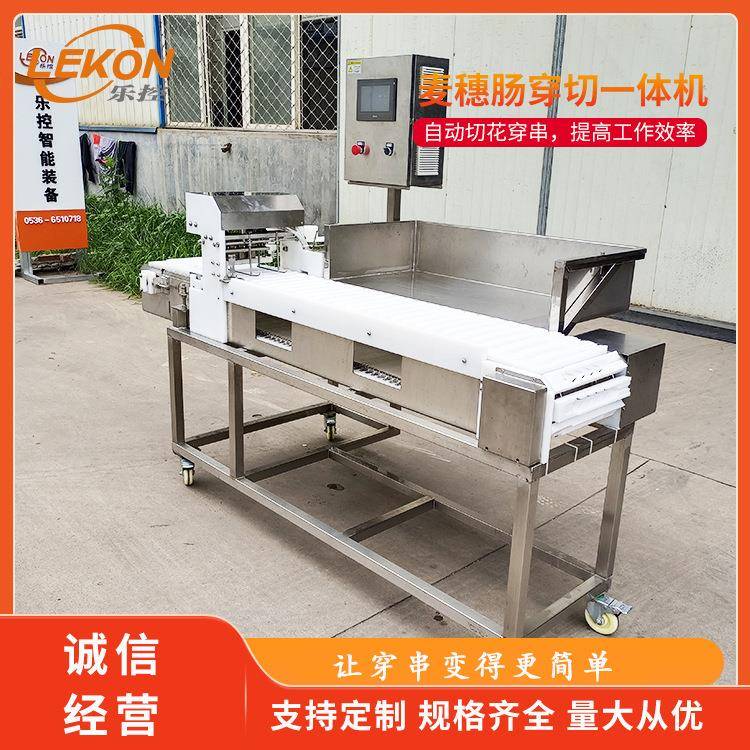 鱿鱼须穿串机鸡肉串鸡翅中穿串设备麦穗肠切花机型号齐全