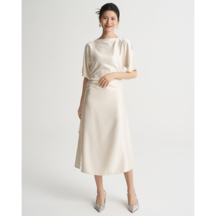 醋酸连衣裙宽松通勤气质 高级感长裙收腰显瘦修身 Evoca Verse法式