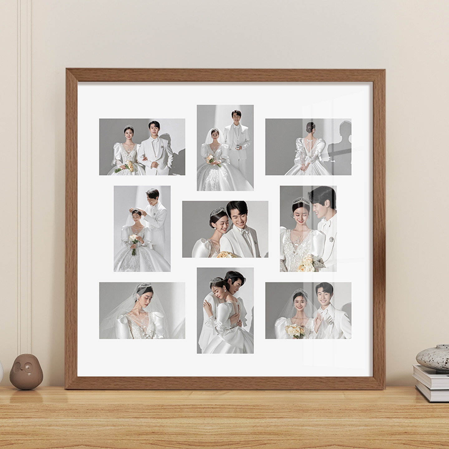 定制婚纱照多宫格实木相框摆台