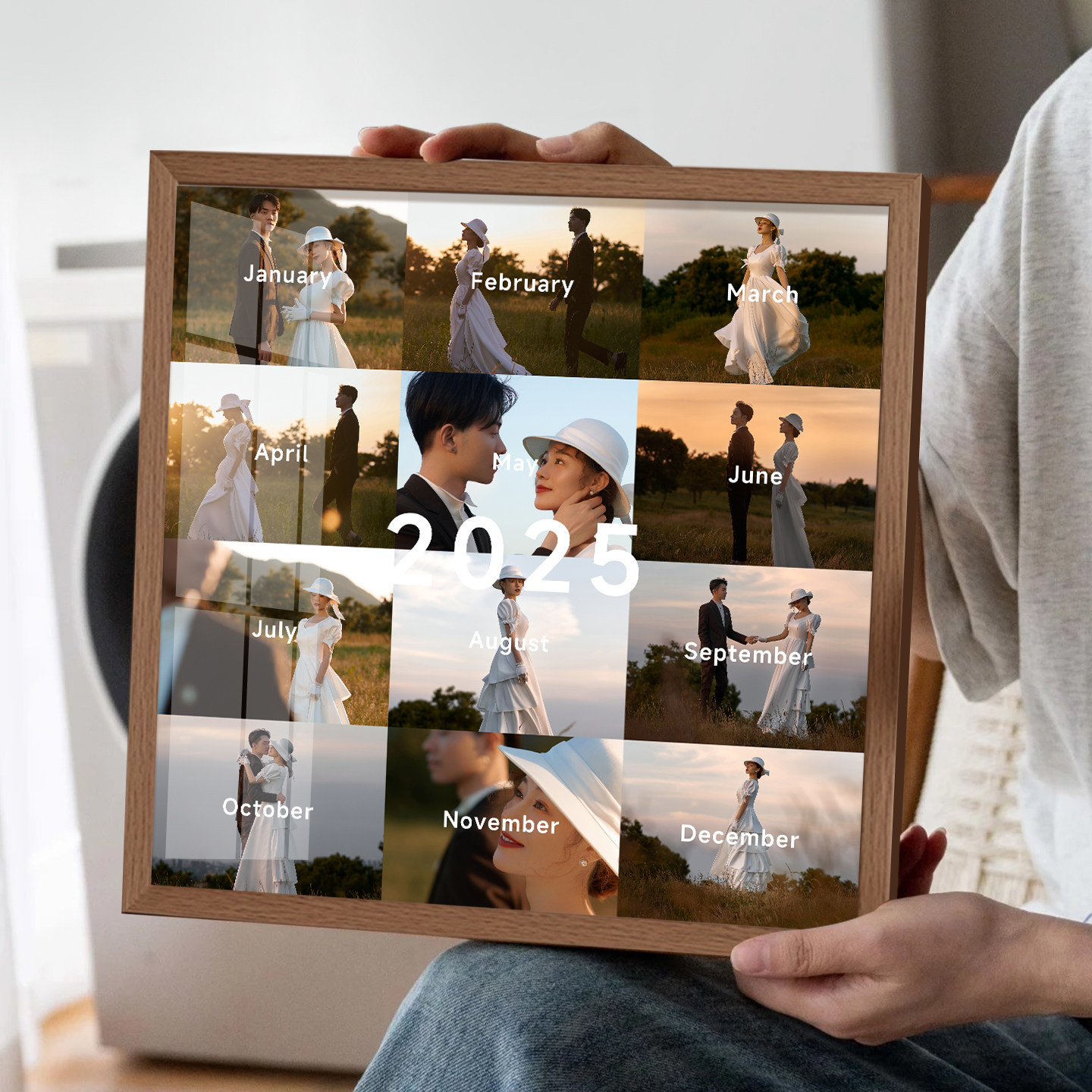 定制情侣婚纱实木相框摆台多宫格