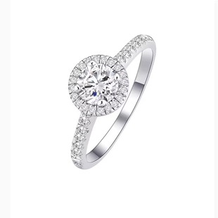 官网现货pt950铂金经典 圆包钻戒钻石戒指女订婚结婚求婚送女友