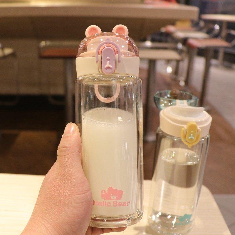 极速仙女水d杯女玻璃杯可携式可爱少女心ins风杯子透明网红杯猫耳