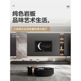 极简地柜壁炉柜储物 黑色岩板地台长条定制电视柜现代简约客厅意式