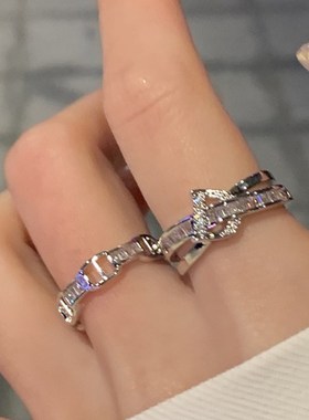 速发爱心高级感交叉锆石戒指女ins小众设计感食指戒轻奢精致开口