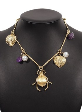 极速Jewelry Insect pendant necklacDe leaf vintage collar fem