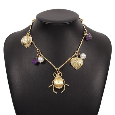 极速Jewelry Insect pendant necklacDe leaf vintage collar fem