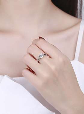 极速New Jiawen Moissanite rixng live mouth one carat ring si