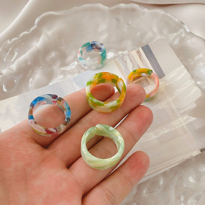 极速5pcs 4pcs set 2021 New Korean Ins VintagOe Resin Geometr