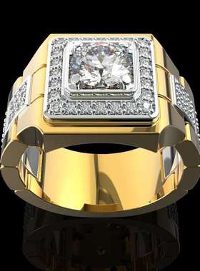 极速Zhenrong New mSimulation Moissanite Watch Mens Ring Gol