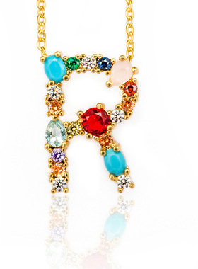 新品Multicolor fkashion charm Gold  Alphabet pendant necklac