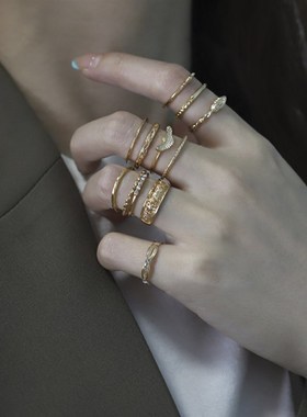 极速12 Pcs/Set 2022 Fasshion Punk Simple Design Vintage Gold