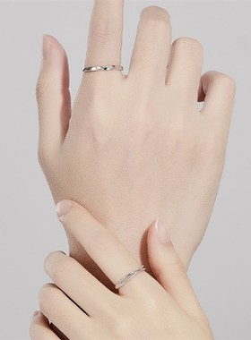 极速可定制刻字VANA莫比乌斯环开口素圈对戒可调节V小众设计戒指