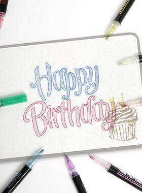 极速12 Color Double Line Outline Art PIen Marker Pen DIY Gra