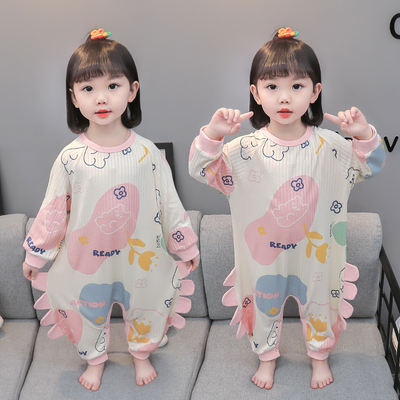 极速女童连体睡衣夏季薄r款婴儿睡袋莫代尔女孩儿童宝宝卡通可爱