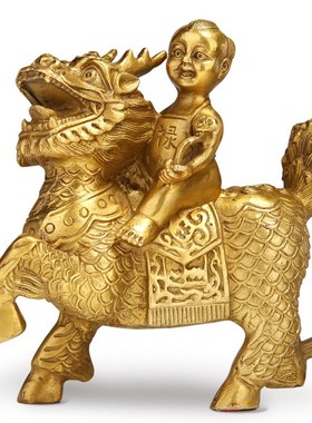 极速麒麟摆件全铜l麒麟一对金童玉女卧室家居饰品摆设创意工艺品