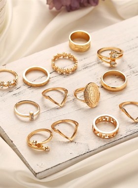 极速fashion finger ringws women 13pcs set欧美镶钻戒指套装13