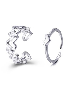 极速叨镂空爱心套装戒指2件v套创意气质小众指环ins风个性简约食