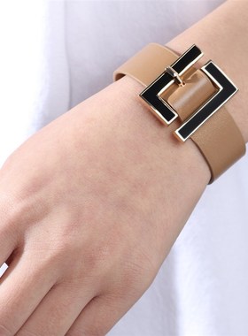 极速琦诺手饰日韩风n百搭宽皮女士手錬小清新PU皮可调节按扣饰品