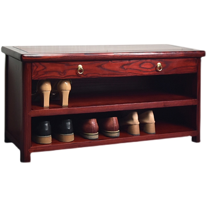 极速新中式换鞋凳家用门口可坐鞋B柜玄关柜实木穿鞋凳子多功能整