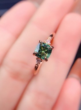 极速1.0CT square Cuot D Color Moissanite Center,14K White Go