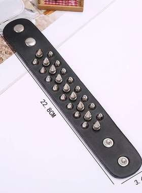 极速New acceshsories wide leather three-row nail punk leathe