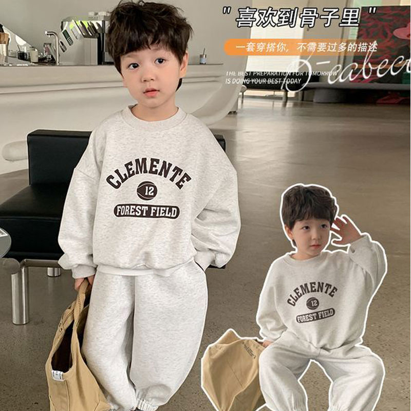 男童卫衣套装春秋季儿童韩版印花休闲长袖中小童卫裤运动两件套潮