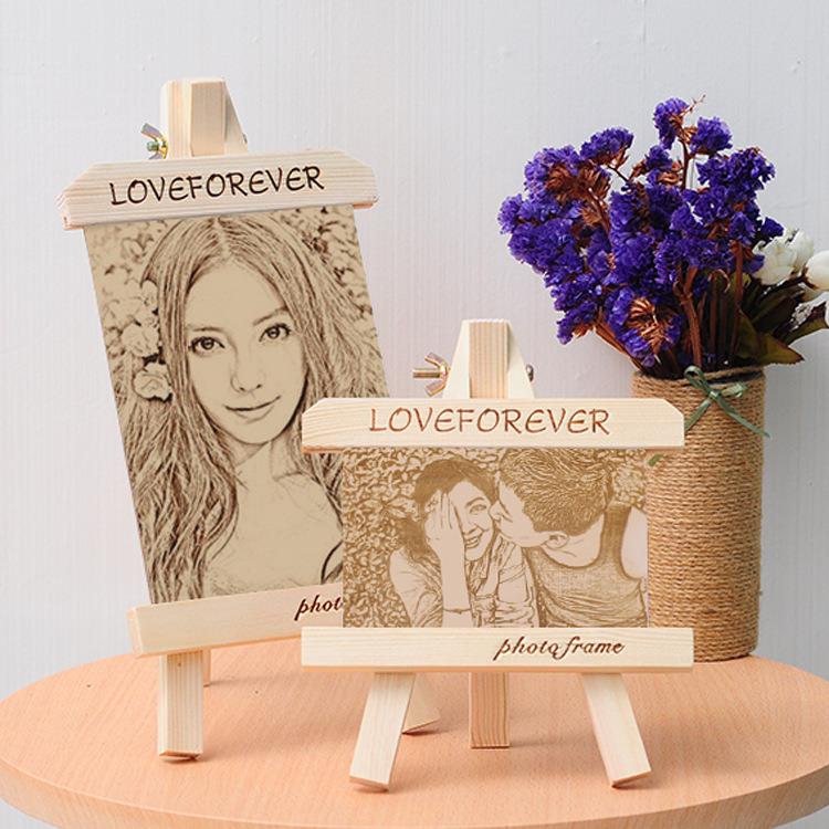 创意实木相框木刻画儿童画架摆台7寸8寸10寸12寸画架相框桌面