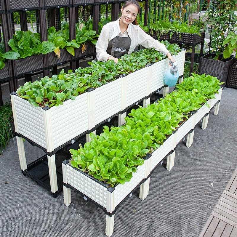 加宽白色阳台蔬菜种植箱家庭菜园种菜神器楼顶塑料长方形特大花盆