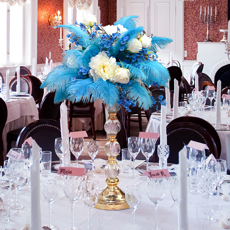 电镀流晶羽毛桌花摆件酒店仿真花餐桌花摆花酒吧KTV桌面装饰摆设