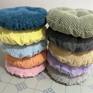 绒布小凤梨加厚圆形凳子坐垫罩一体 高脚石凳蒲团 吧台松紧带椅垫