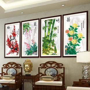 2022年钻石画新款 梅兰竹菊十字绣画2021贴画竹子竹报平安砖石2022