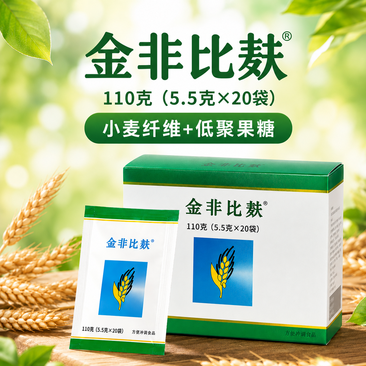 金非比麸小麦纤维低聚果糖粉方便冲泡110g(5.5g×20）