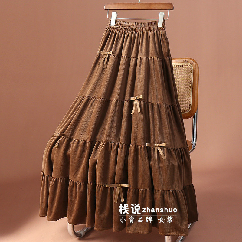 设计感立体蝴蝶结半身裙女显瘦
