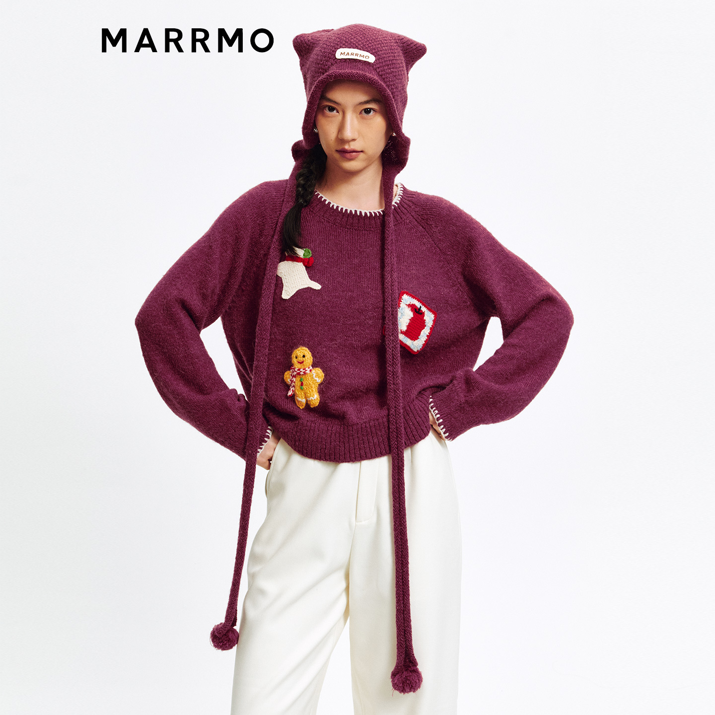 MARRMO/马髦童趣钩针羊驼毛毛衣