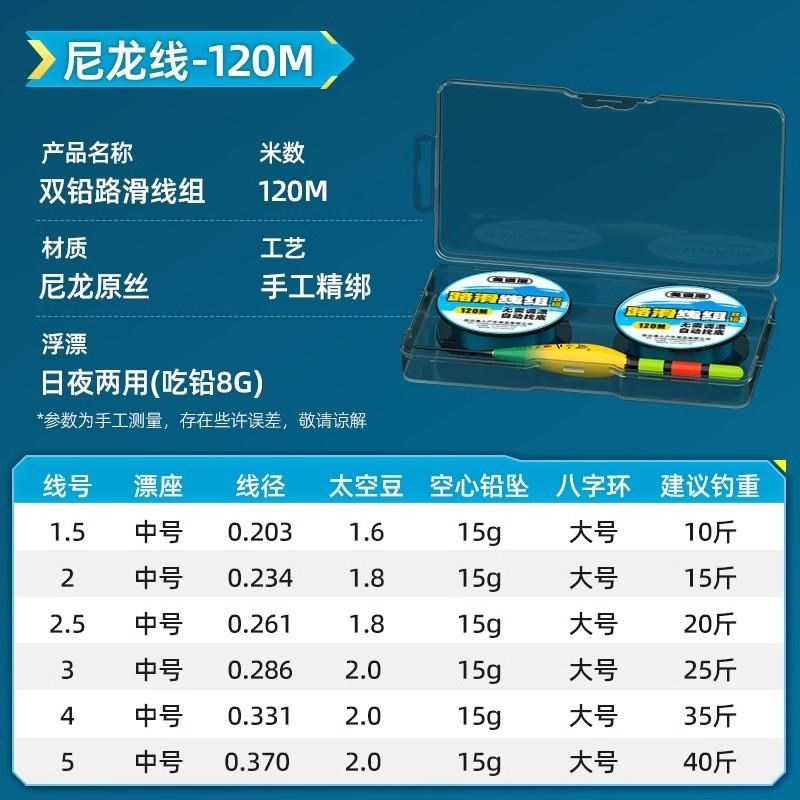 自动找底免调漂路滑线组套装全套成品矶竿远投专用双铅滑漂钓线组