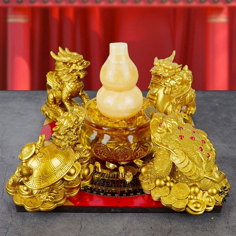 聚财阵葫芦貔貅龙龟麒麟金蟾聚宝盆家居店铺办公室桌旺宅招财摆件