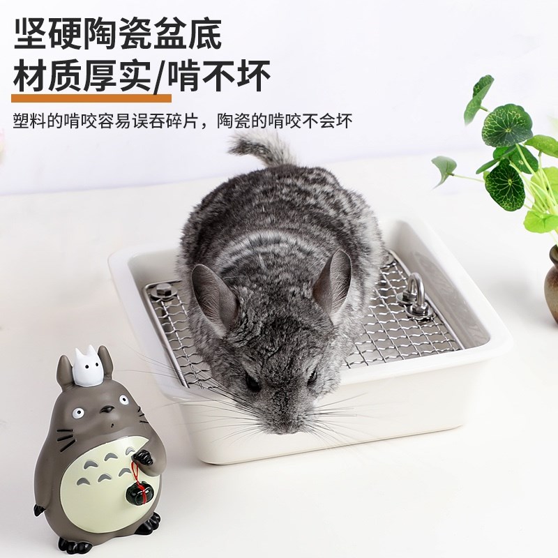 兔子陶瓷大号厕所龙猫荷兰猪厕所防啃咬超重便盆不锈钢网防掀厕所