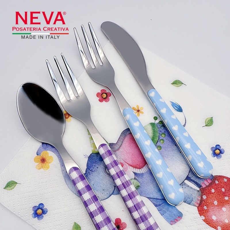 意大利NEVA不锈钢刀叉勺糖果色勺子牛排刀西餐餐具套装家用高颜值