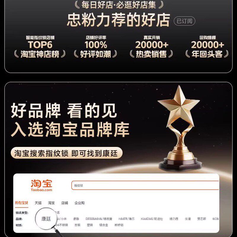 室内木门指纹锁分体智能锁办公室密码锁把手卧室房门锁球形电子锁