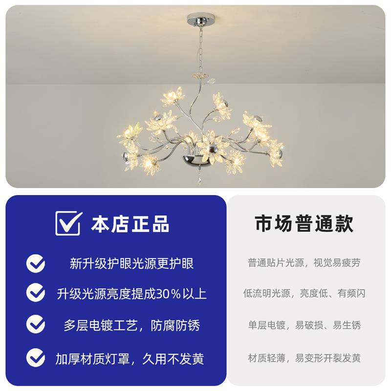 法式水晶花吊灯唯美创意氛围感客厅大灯餐厅书房公主房卧室房间灯